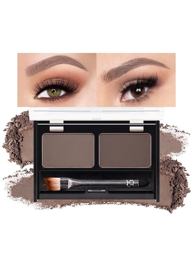 HUDA STORY Eye Brow Powder for Women, Medium Brown Eyebrow Powder Kit with Double-ended Eyebrow Brush, Long-Lasting Waterproof Two Colors, Purse-Friendly Compact, Cruelty Free (03) - Image 1